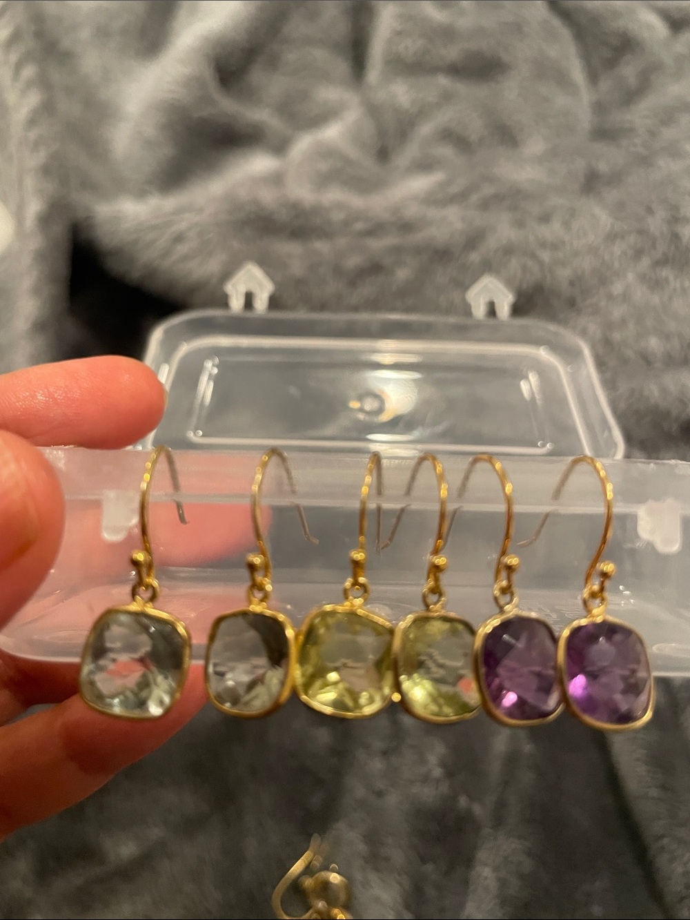 Gold-Plated 925 Sterling silver Gemstone Drop Earrings